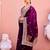 Traditional deep purple zari jaal embroidery heavy border fancy satin saree with unstitched blouse