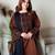 Brown Color Embroidery Thread Work Silk Blend Salwar Suit