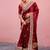 Elegance maroon zari jaal embroidery heavy border fancy satin saree with unstitched blouse