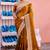 New collection dark mustard zari jaal embroidery heavy border fancy satin saree with unstitched blouse