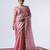 Latest pink embroiderd border satin saree with unstitched blouse