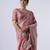 Latest pink embroiderd border satin saree with unstitched blouse