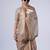 Celebrity inspired cream embroiderd border satin saree with unstitched blouse
