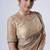Celebrity inspired cream embroiderd border satin saree with unstitched blouse