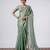 Bollywood green emboriderd border satin saree with unstitched blouse