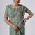 Bollywood green emboriderd border satin saree with unstitched blouse