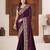 Designer purple heavy multi colored border fandy satin saree with unstitched blouse