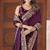 Designer purple heavy multi colored border fandy satin saree with unstitched blouse