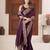 Designer purple heavy multi colored border fandy satin saree with unstitched blouse