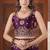 Designer purple heavy multi colored border fandy satin saree with unstitched blouse