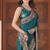 Pure firozi heavy multi colored border fandy satinsaree with unstitched blouse