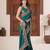 Pure firozi heavy multi colored border fandy satinsaree with unstitched blouse
