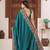 Pure firozi heavy multi colored border fandy satinsaree with unstitched blouse