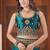 Pure firozi heavy multi colored border fandy satinsaree with unstitched blouse