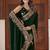 light weight green heavy multi colored border fandy satin silk blend saree with unstitched blouse