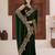 light weight green heavy multi colored border fandy satin silk blend saree with unstitched blouse