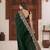 light weight green heavy multi colored border fandy satin silk blend saree with unstitched blouse
