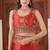 Fashionable red heavy multi colored border fandy satin saree with unstitched blouse