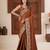 soft silk blend rust heavy multi colored border fandy satin saree with unstitched blouse