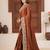 soft silk blend rust heavy multi colored border fandy satin saree with unstitched blouse