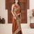 soft silk blend rust heavy multi colored border fandy satin saree with unstitched blouse