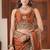 soft silk blend rust heavy multi colored border fandy satin saree with unstitched blouse