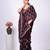 Celebrity type purple embroidered border fandy satin saree with unstitched blouse