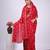 Floral red embroidered border fandy satin saree with unstitched blouse
