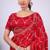 Floral red embroidered border fandy satin saree with unstitched blouse
