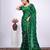 Embellished green embroidered border fandy satin saree with unstitched blouse