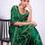 Embellished green embroidered border fandy satin saree with unstitched blouse