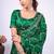 Embellished green embroidered border fandy satin saree with unstitched blouse
