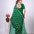Embellished green embroidered border fandy satin saree with unstitched blouse