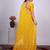 Trendy yellow embroidered border fandy satin saree with unstitched blouse