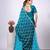 Traditional teal blue embroidered border fandy satin saree with unstitched blouse