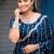 Ethnic midnight blue embellished pattern with border fandy satin saree with unstitched blouse