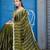Trendy olive green embellished pattern with border fandy satin saree with unstitched blouse
