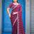 Traditional wine purple embellished pattern with border fandy satin saree with unstitched blouse