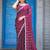 Traditional wine purple embellished pattern with border fandy satin saree with unstitched blouse