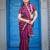 Traditional wine purple embellished pattern with border fandy satin saree with unstitched blouse