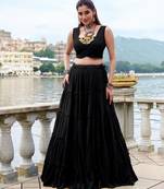 black rayon plain traditional lehenga choli with free size upto 42