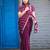 Traditional wine purple embellished pattern with border fandy satin saree with unstitched blouse