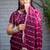 Traditional wine purple embellished pattern with border fandy satin saree with unstitched blouse