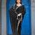 Indian black embellished pattern with border fandy satin saree with unstitched blouse