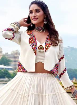 white rayon plain traditional lehenga choli with free size upto 42 1