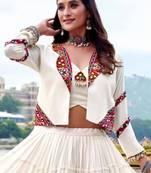 white rayon plain traditional lehenga choli with free size upto 42