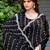 Indian black embellished pattern with border fandy satin saree with unstitched blouse