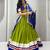 green cotton silk hand woven traditional lehenga choli with free size upto 44