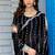 Indian black embellished pattern with border fandy satin saree with unstitched blouse