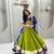 green cotton silk hand woven traditional lehenga choli with free size upto 44